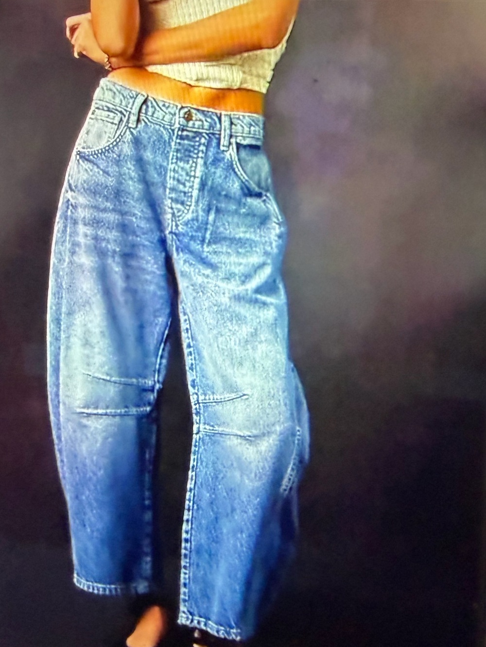 Stretchy Wide-Leg Barrel Jeans - NWT- Size XXL